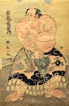 『化粧回し姿　雷電為右衛門』（画・勝川春亭）